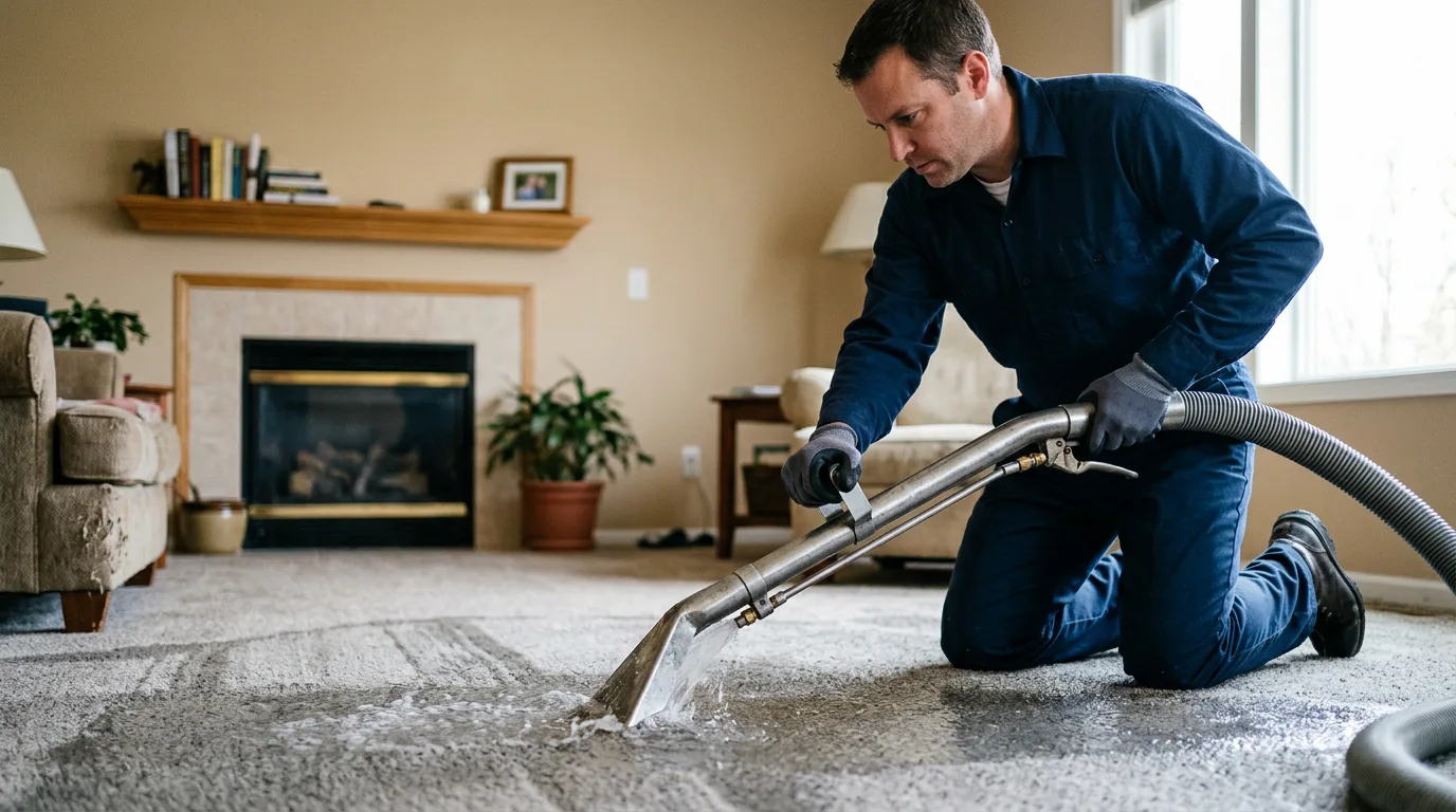Water damage restoration technician working near Owens Cross Roads, AL